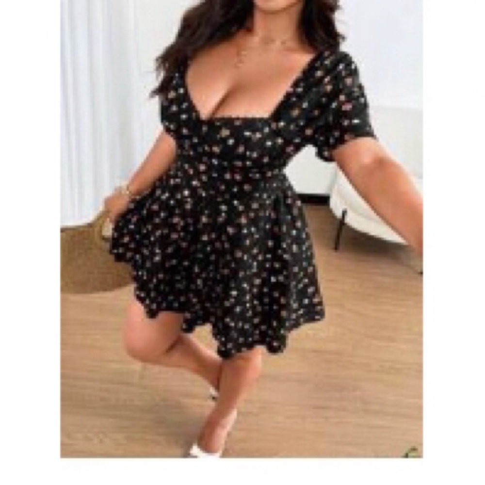 Black and White Flutter Sleeve Mini Jumpsuit